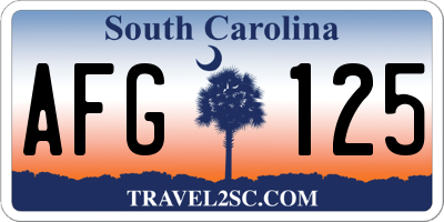 SC license plate AFG125