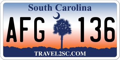 SC license plate AFG136