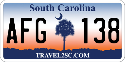 SC license plate AFG138