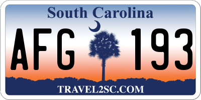 SC license plate AFG193