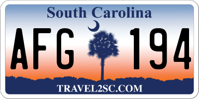 SC license plate AFG194