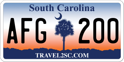 SC license plate AFG200