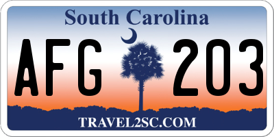 SC license plate AFG203