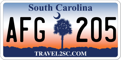 SC license plate AFG205