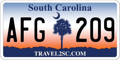 SC license plate AFG209
