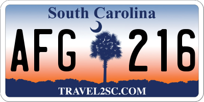SC license plate AFG216