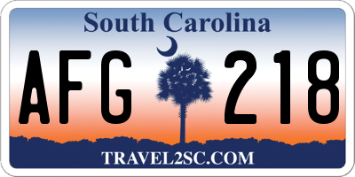 SC license plate AFG218
