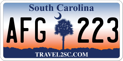 SC license plate AFG223