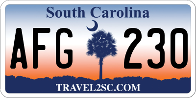 SC license plate AFG230