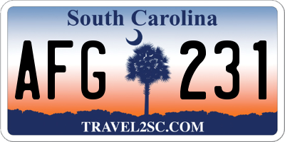SC license plate AFG231