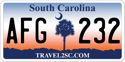 SC license plate AFG232