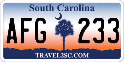 SC license plate AFG233