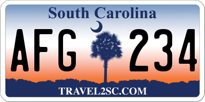 SC license plate AFG234