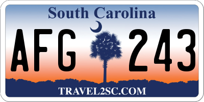 SC license plate AFG243