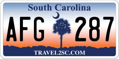 SC license plate AFG287