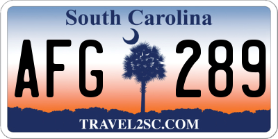 SC license plate AFG289