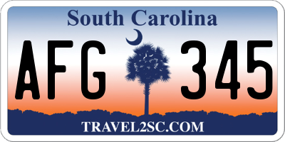SC license plate AFG345