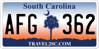SC license plate AFG362