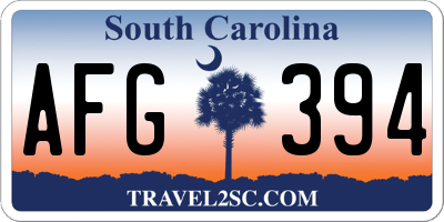 SC license plate AFG394