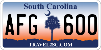 SC license plate AFG600