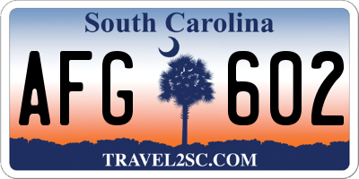 SC license plate AFG602