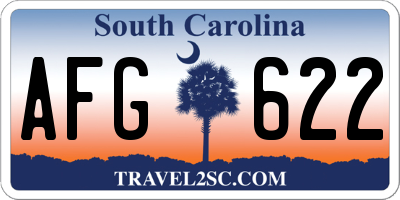 SC license plate AFG622
