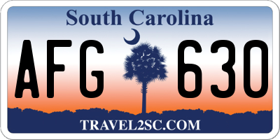 SC license plate AFG630