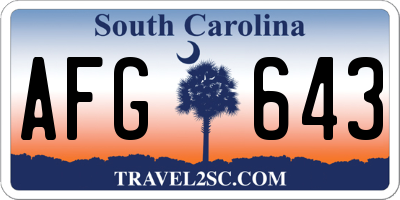 SC license plate AFG643