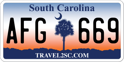 SC license plate AFG669
