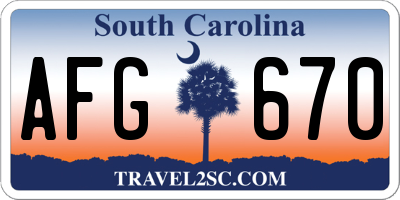 SC license plate AFG670