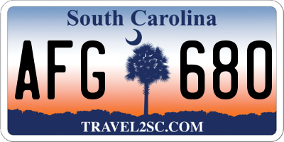SC license plate AFG680