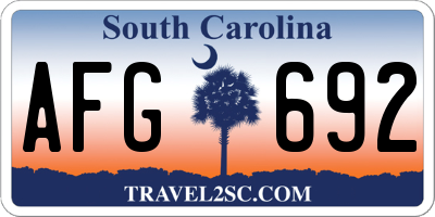 SC license plate AFG692