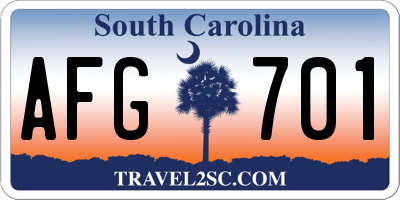SC license plate AFG701