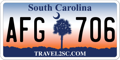 SC license plate AFG706