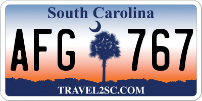 SC license plate AFG767