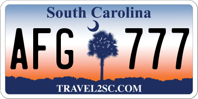 SC license plate AFG777