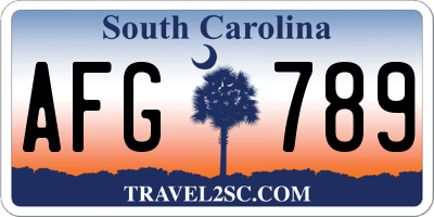 SC license plate AFG789