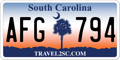SC license plate AFG794