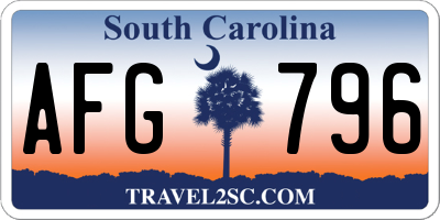 SC license plate AFG796