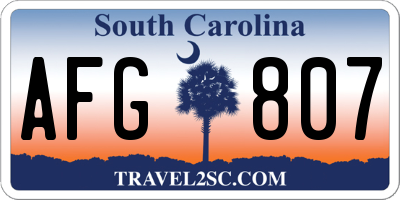 SC license plate AFG807