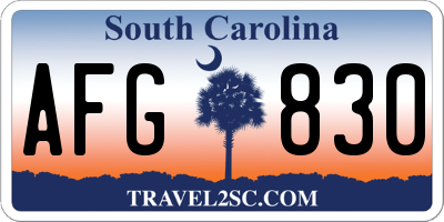 SC license plate AFG830
