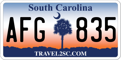 SC license plate AFG835