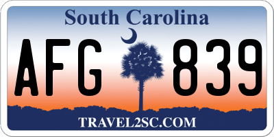 SC license plate AFG839