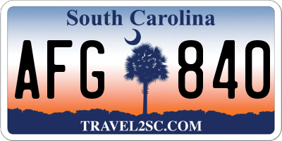 SC license plate AFG840