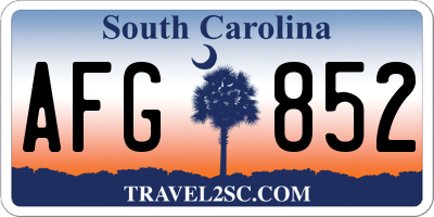 SC license plate AFG852