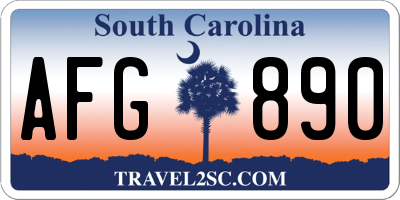 SC license plate AFG890
