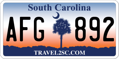SC license plate AFG892