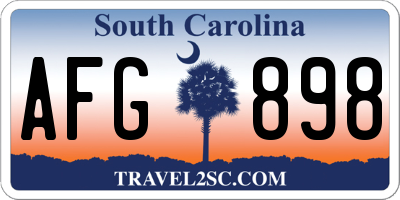 SC license plate AFG898