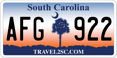 SC license plate AFG922