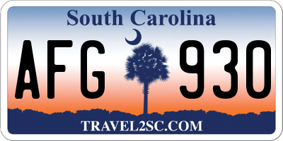 SC license plate AFG930
